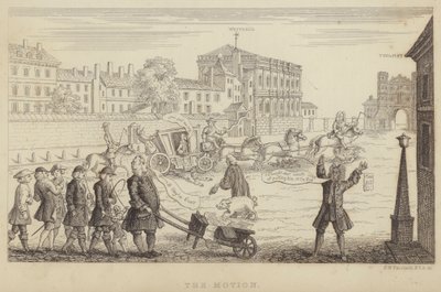 The Motion: satira na pokusy v parlamentu sesadit sira Roberta Walpolea jako premiéra v roce 1741 (rytina) od Frederick William Fairholt