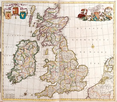 Mapa Anglie, Skotska a Irska (Velká Británie) (lept od Frederick de Wit