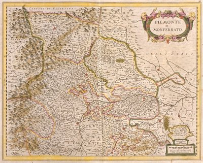 Mapa Piemontu (Itálie) (lept od Frederick de Wit