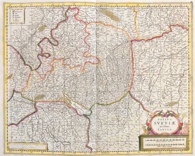 Mapa Švábska (Německo) (lept od Frederick de Wit