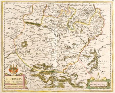 Mapa Durynska (Německo) (lept od Frederick de Wit