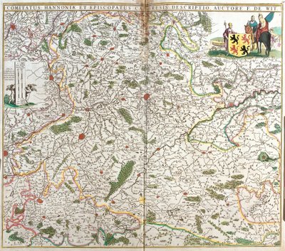 Mapa hraběte z Hainaut (Hainau) (Belgie) a Eveche z Cambresis (Francie) (lept od Frederick de Wit