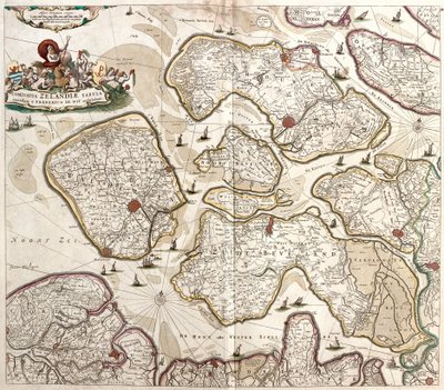 Mapa hraběte z Zelande (Nizozemsko) (lept od Frederick de Wit