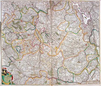 Mapa vévodství Brabant (Belgie, Nizozemsko) (lept od Frederick de Wit
