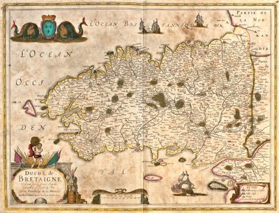 Mapa vévody z Bretaně (Francie) (lept od Frederick de Wit