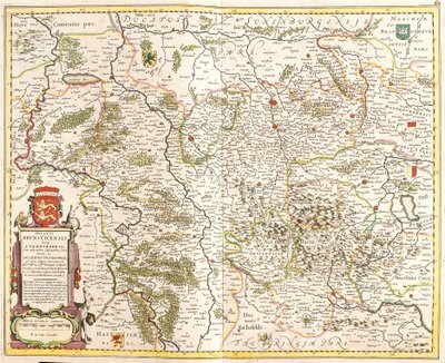 Mapa vévodství Brunswick (Německo) (lept od Frederick de Wit