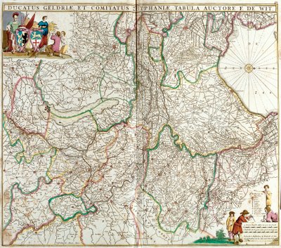 Mapa vévody z Gelderlandu a hraběte ze Zutphenu (Německo) (lept od Frederick de Wit