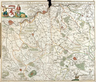 Mapa vévodství Limburg (Belgie) (lept od Frederick de Wit