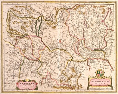 Mapa milánského vévodství (Itálie) (lept od Frederick de Wit