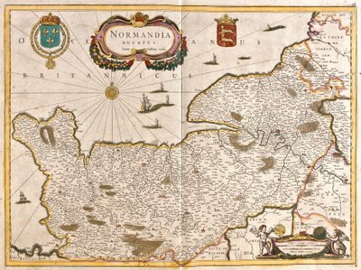 Mapa vévodství Normandie (Francie) (lept od Frederick de Wit