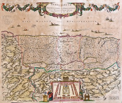Mapa Svaté země (Izrael, Palestina) (lept od Frederick de Wit