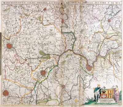 Mapa markýzů Svaté germánské říše a lordstva Mechelen (Nizozemsko) (lept od Frederick de Wit
