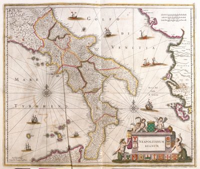 Mapa Neapolského království (Itálie) (lept od Frederick de Wit