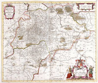 Mapa pochodu (markrabství) Misnie (Německo) (lept od Frederick de Wit