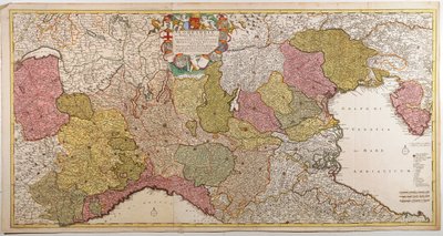 Severní Itálie. Mapa Frederika de Wita, Amsterdam, mědirytina. 1705 od Frederick de Wit