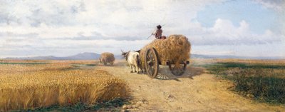 Wheatfield, cca 1868, obraz Federica Rossana (1835-1912), olej na plátně, 30x73 cm od Frederico Rossano