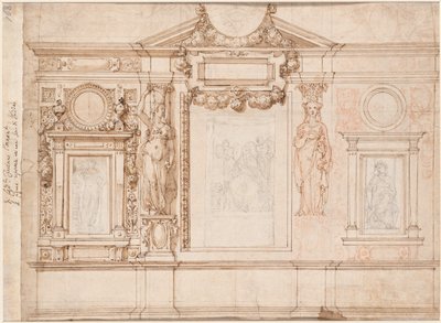 Design pro nástěnnou dekoraci s vloženými náčrty podle Raphaela (verze) od Frederico Zuccaro