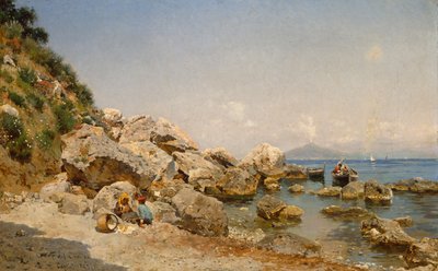 Na Pláži, Capri S Vesuvem V Pozadí od Frederico del Campo