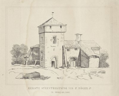 Sedlácká usedlost První kamenná kresba F. Börgera ml. (název na objektu) od Frederik Böger