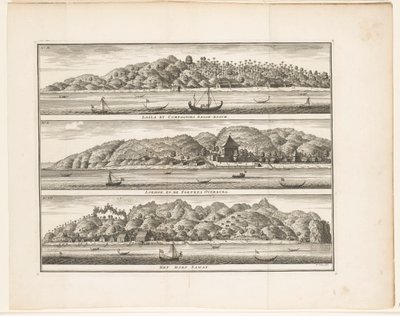 Několik VOC posílení na Ceram Laäla od Compagnies Sagoe-bosch / Loehoe a Fortres Overburg / Vesnice Saway (název na objektu) od Frederik Ottens