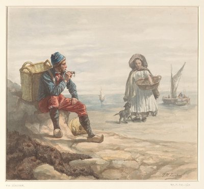 Rybáři na pláži od Frederik Willem Zürcher