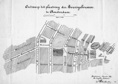 Design pro komoditní burzu, Amsterdam, situace. Listopadu 1879 od Frederik Willem van Gendt