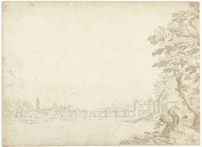 Pohled na město na řece (Dunaj?) od Frederik van Valckenborch