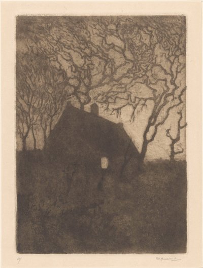 Dům v noci od Frederika Henriëtte Broeksmit (signed by artist)