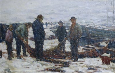 Rybáři, cca 1900 (olej na plátně) od Fredrik Kolstoe