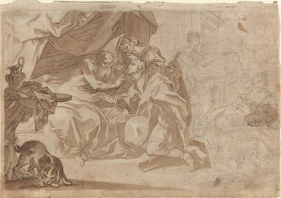Jákob a Rebeka před Izákem [recto] od French 18th Century