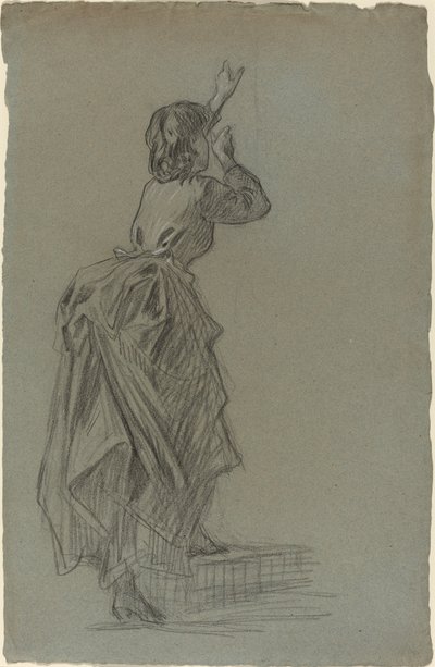 Mladá žena lezení na krok od French 19th Century