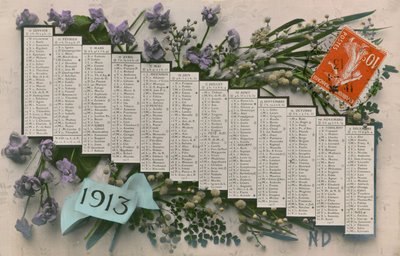 Kalendář na rok 1913. Pohlednice odeslaná v roce 1913. od French Photographer