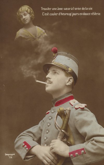 Mladý voják snící o své lásce (zabarvená fotografie) od French Photographer