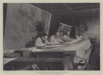 Umělecká dílna v Beauvais Tapestry Manufacture, Francie (č/b foto) od French Photographer
