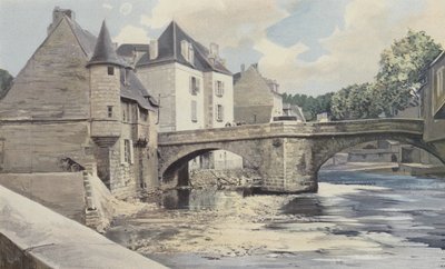 Aubusson, Pont de la Terrade, na Creuse, pohled po proudu od French Photographer