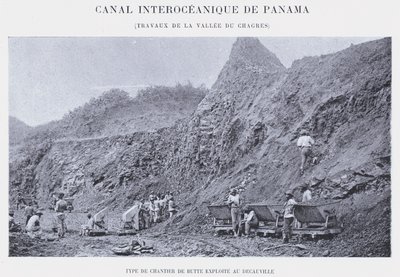 Panamský mezioceánský průplav, Chagres Valley Works (černobílá fotografie) od French Photographer