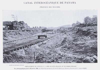 Panama Interoceanic Canal, Lock Works (černobílá fotografie) od French Photographer