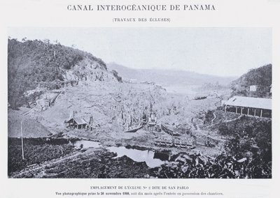 Panama Interoceanic Canal, Lock Works (černobílá fotografie) od French Photographer