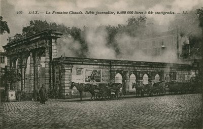 Dax - pramen teplé vody (denní průtok: 2400000 litrů při 64 stupních Celsia). Pohlednice odeslána v roce 1913. od French Photographer
