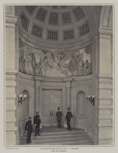 Vchod do amerického pavilonu, výstava Universelle 1900, Paříž (č/b foto) od French Photographer