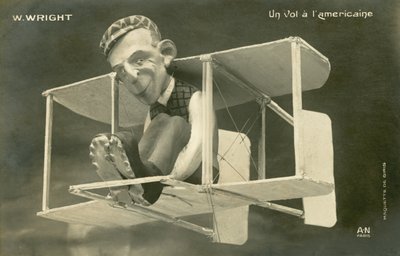Figurka Wilbura Wrighta v letadle (litho) od French Photographer