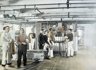 Francouzské námořnictvo, konec 19. století: Kuchyně důstojníků - Bibl. des Arts deco. od French Photographer