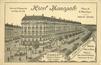 Hotel Monopole, Paříž (litho) od French Photographer
