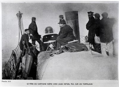 Jules Verne (1828-1905) a Jules Hetzel syn na torpédu. od French Photographer