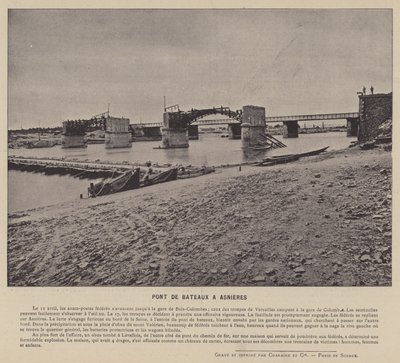 Pařížská komuna, Pont De Bateaux At Asnieres (černobílá fotografie) od French Photographer