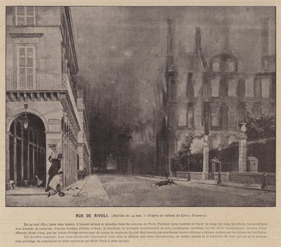 Pařížská komuna, Rue De Rivoli, Matiné 24. května (černobílá fotografie) od French Photographer