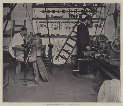 Montážní dílna v porcelánce Sevres, Francie (černobílá fotografie) od French Photographer
