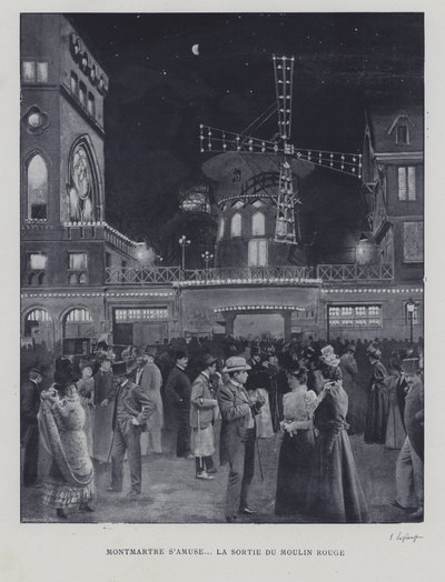 Mimo Moulin Rouge, Montmartre, Paříž (černobílá fotografie) od French Photographer