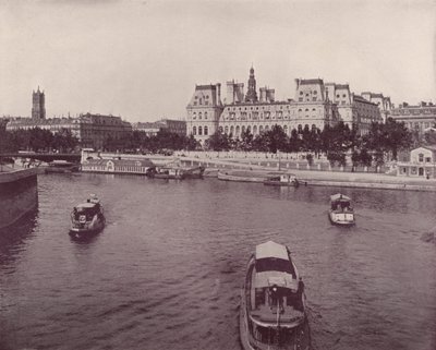 Paříž: Hotel de Ville, od River Side (černobílá fotografie) od French Photographer