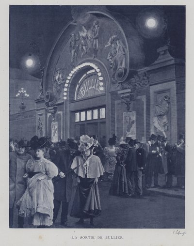 Lidé opouštějící Bal Bullier, Paříž (černobílá fotografie) od French Photographer